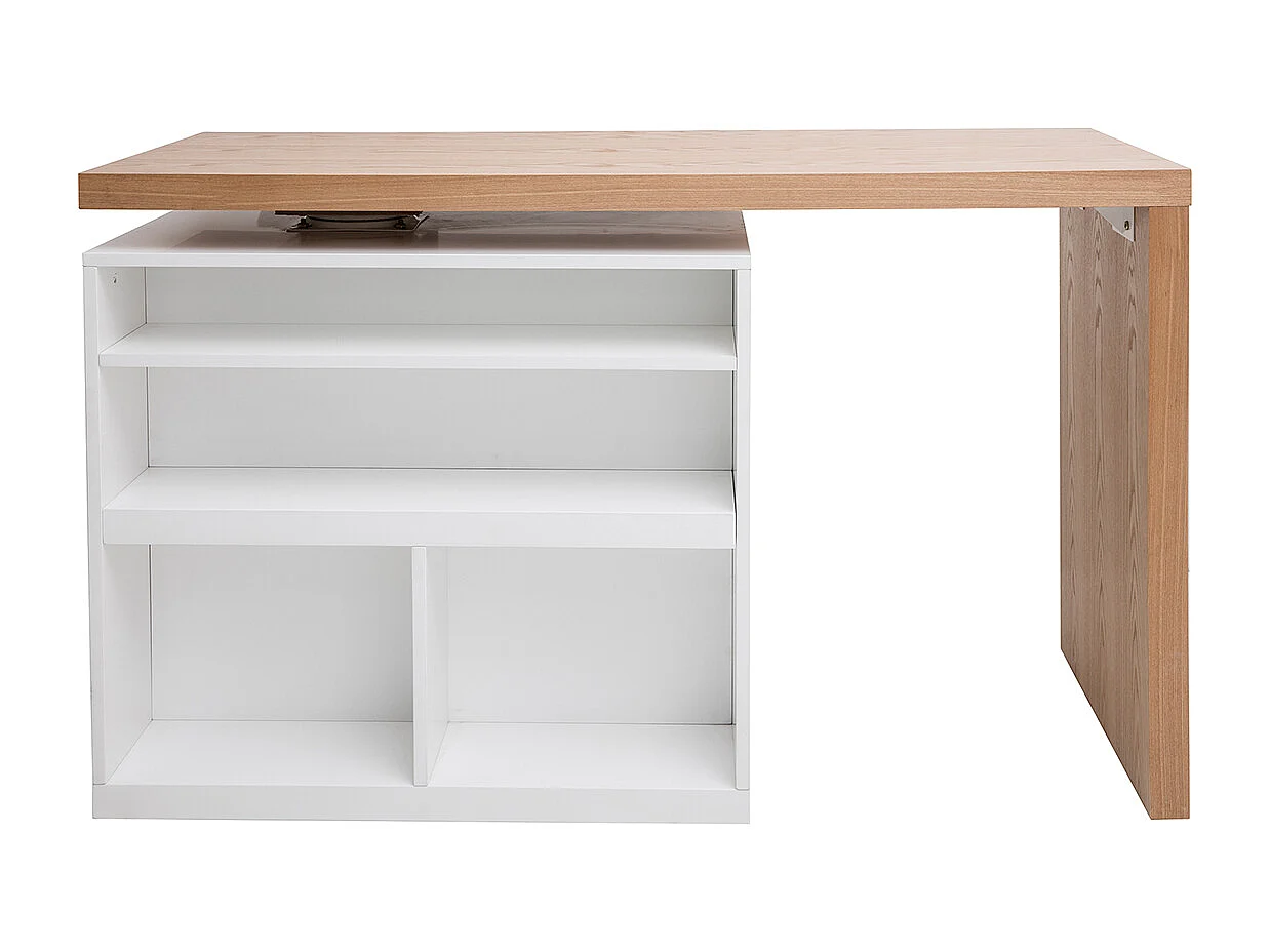 Modularer Stehtisch mit Stauraum in Mattweiß und Eiche H91 cm MAX