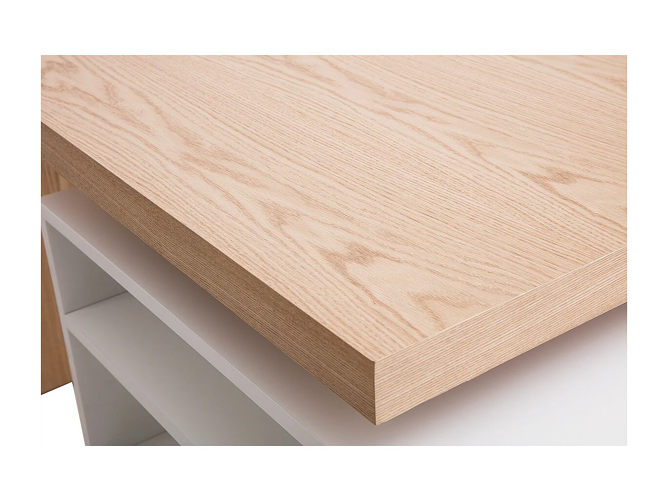 Modularer Stehtisch mit Stauraum in Mattweiß und Eiche H91 cm MAX