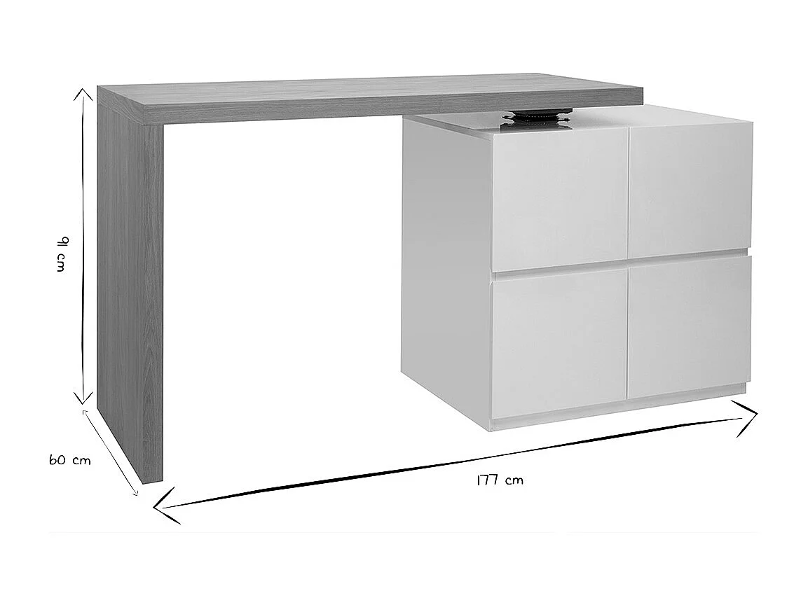 Modularer Stehtisch mit Stauraum in Mattweiß und Eiche H91 cm MAX