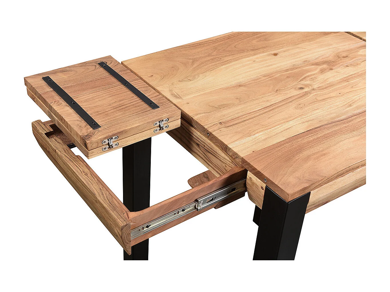 Table de bar extensible en bois massif et métal L80-135 cm TRAP