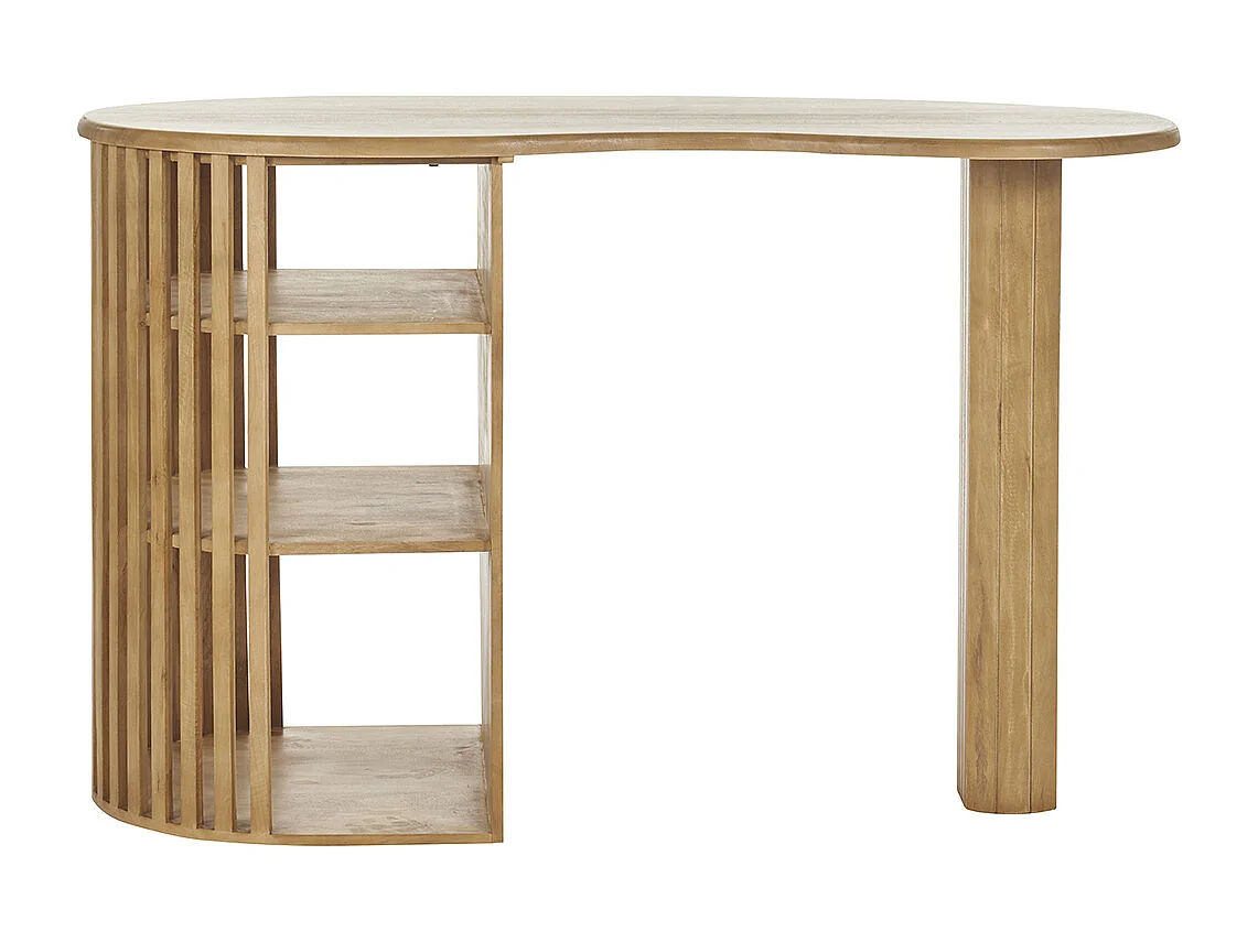 Ilot - table de bar avec rangements en bois manguier massif H90 cm LOBIO