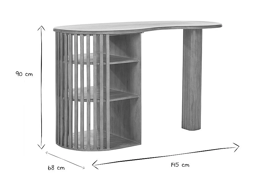 Ilot - table de bar avec rangements en bois manguier massif H90 cm LOBIO