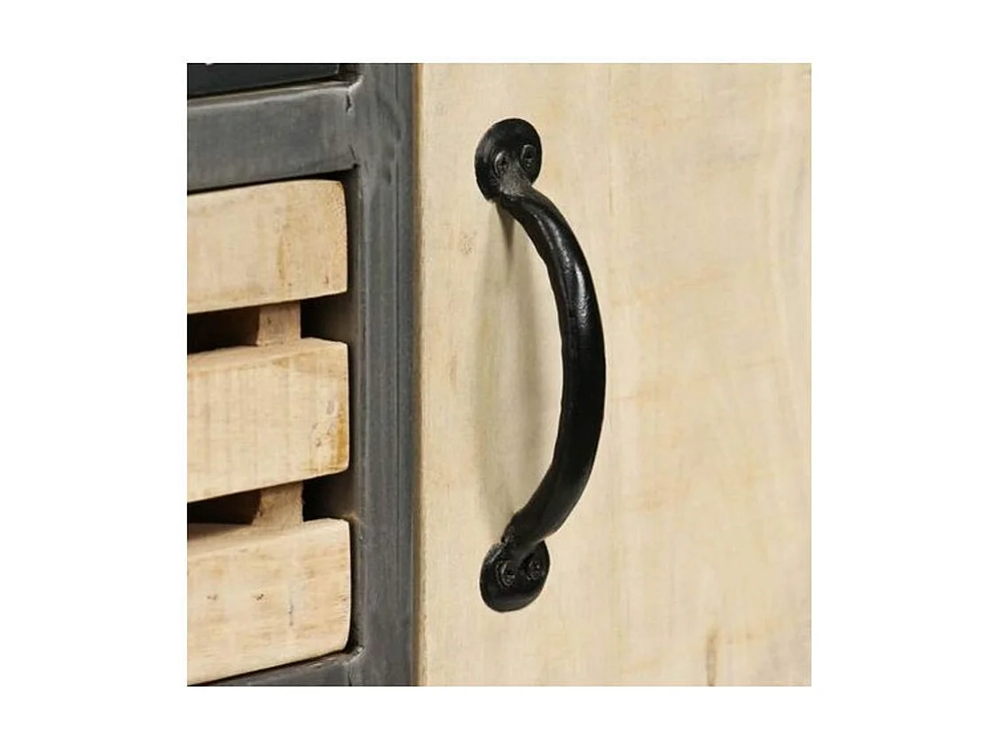 Commode 4 tiroirs 1 porte métal et manguier massif Vica