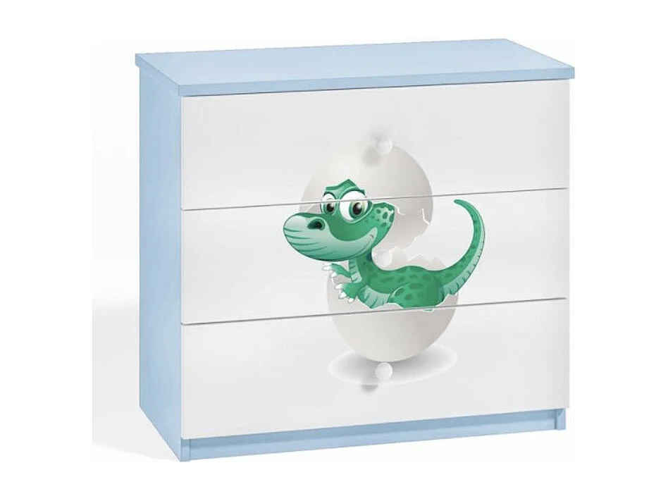 Blauwe kinderladekast kleine dinosaurus 80 cm