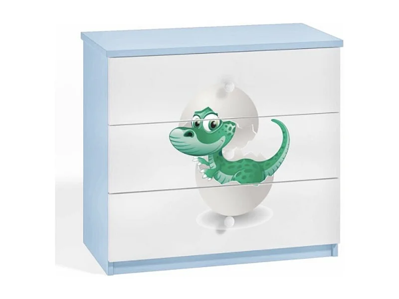 Commode enfant bleue petit dinosaure 80cm