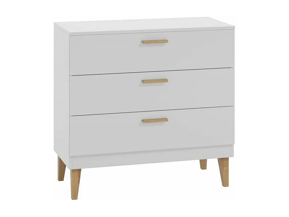 Commode blanche et pieds en bois de chêne Blanka