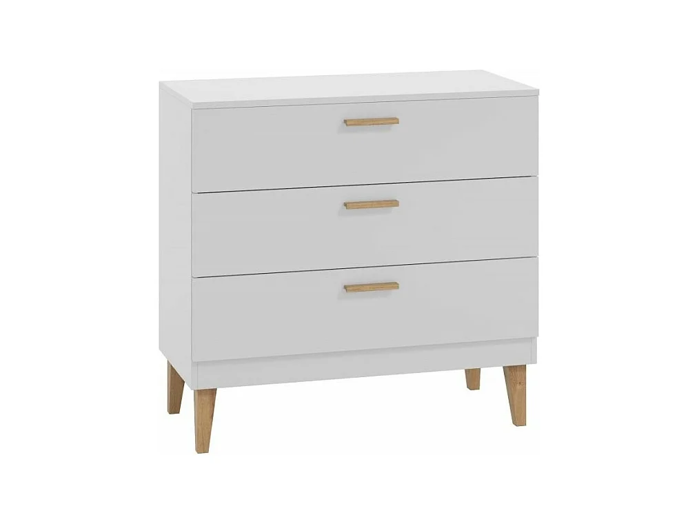 Commode blanche et pieds en bois de chêne Blanka