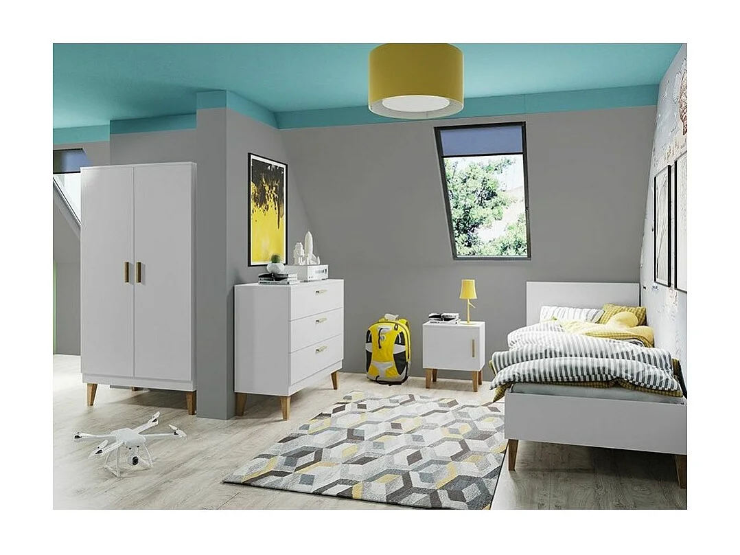 Witte ladekast en Blanka eikenhouten poten