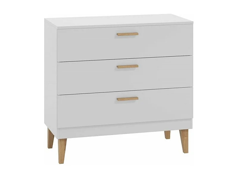 Commode blanche et pieds en bois de chêne Blanka