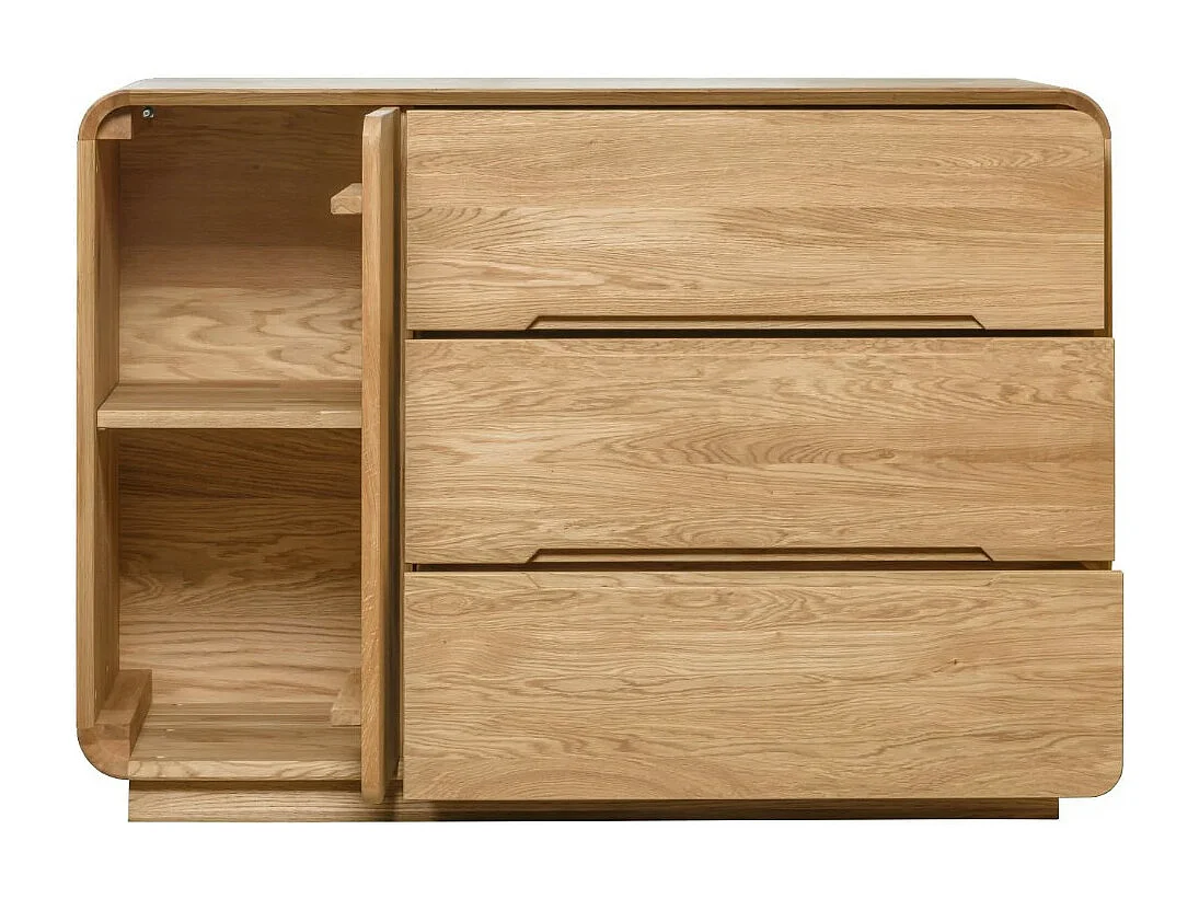 Cómoda roble macizo 1 puerta 3 cajones Manola 120 cm