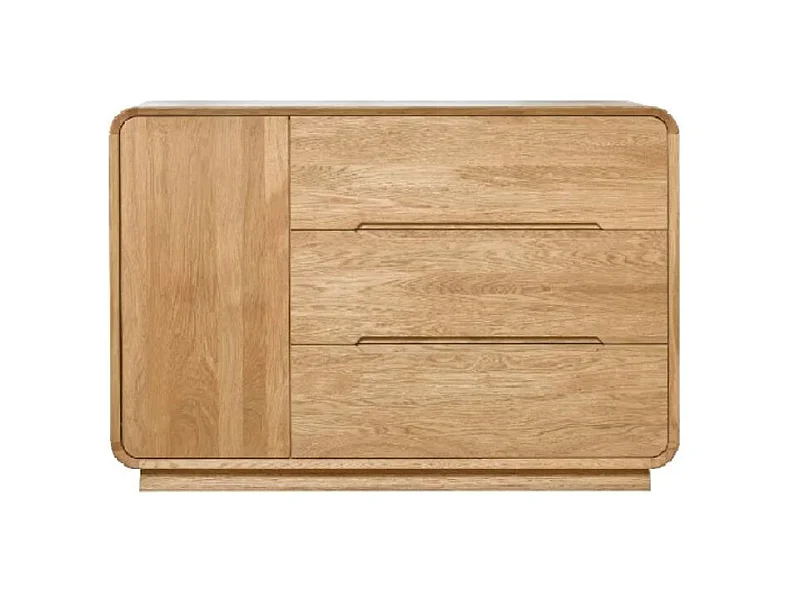 Commode en chêne massif 1 porte 3 tiroirs Manola 120cm