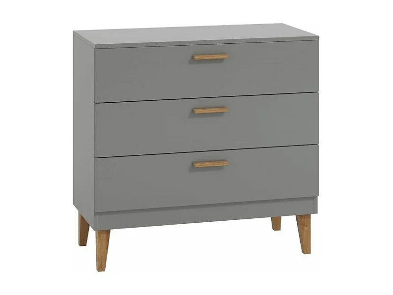 Cómoda gris y patas de madera de roble Blanka