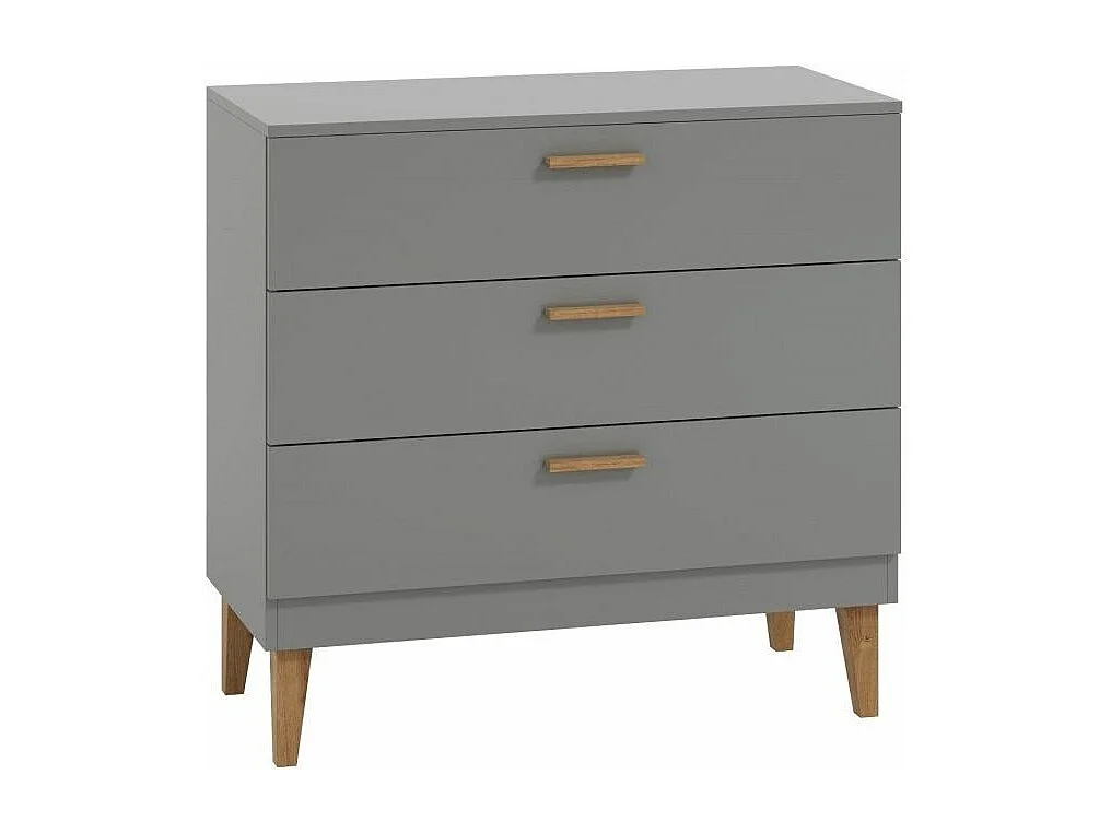 Commode grise et pieds en bois de chêne Blanka