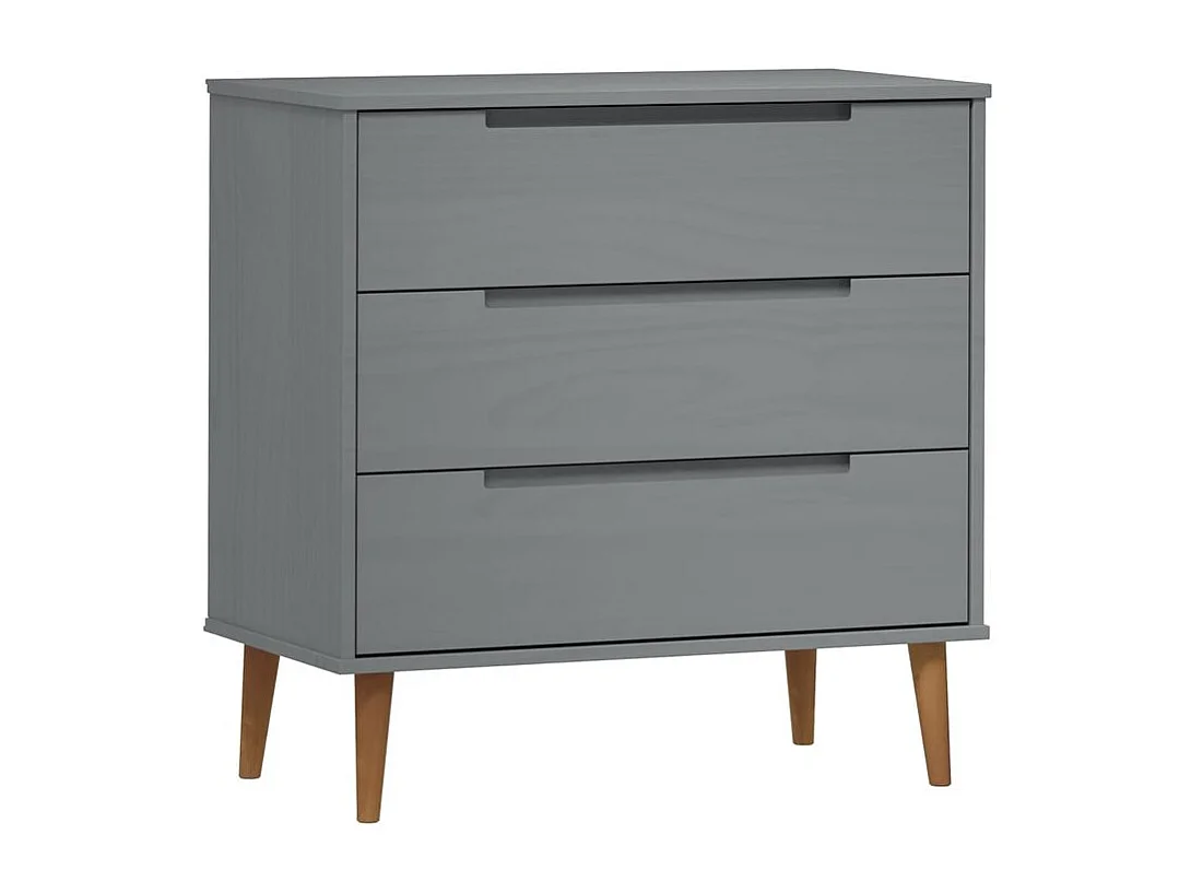 Commode MOLDE Gris 80x40x80 Bois de pin massif