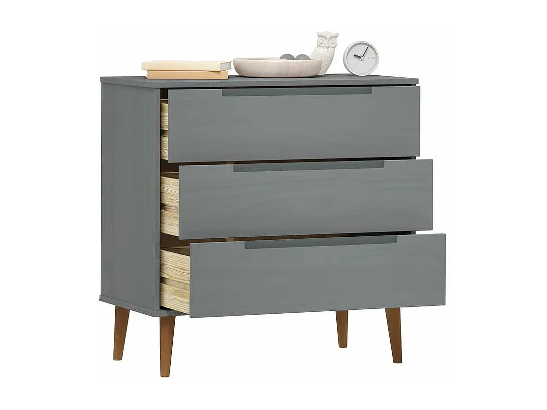 Commode MOLDE Gris 80x40x80 Bois de pin massif