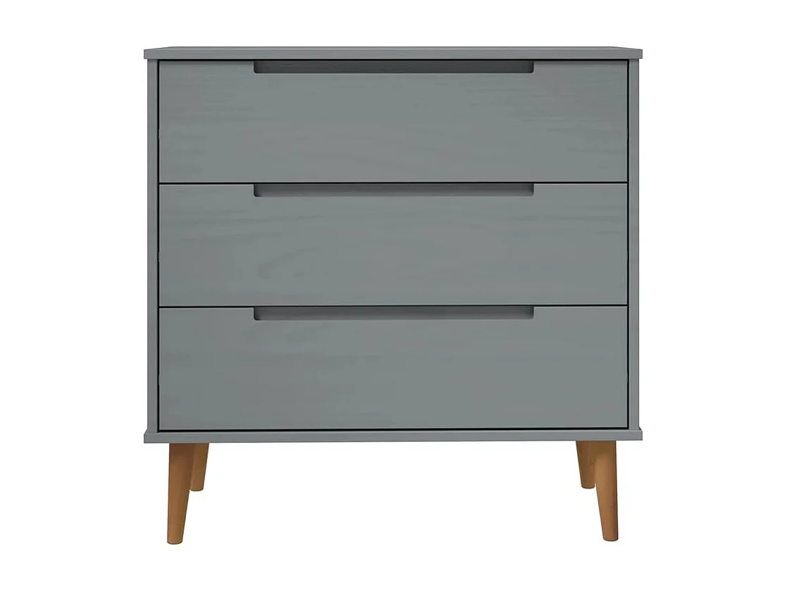 Commode MOLDE Gris 80x40x80 Bois de pin massif
