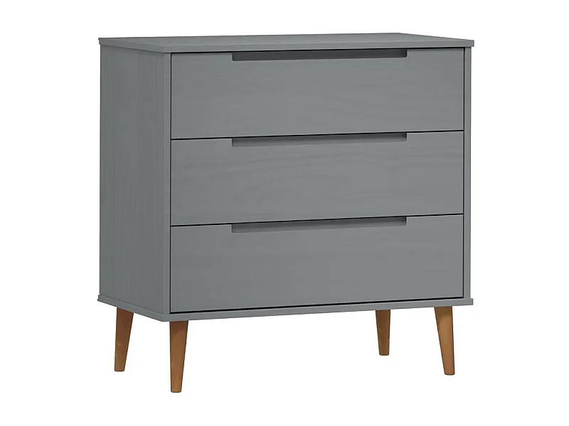 Commode MOLDE Gris 80x40x80 Bois de pin massif