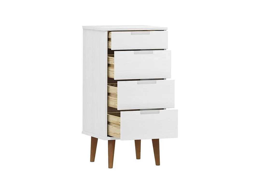 Ladekast MOLDE 40x35x82 cm massief grenenhout wit