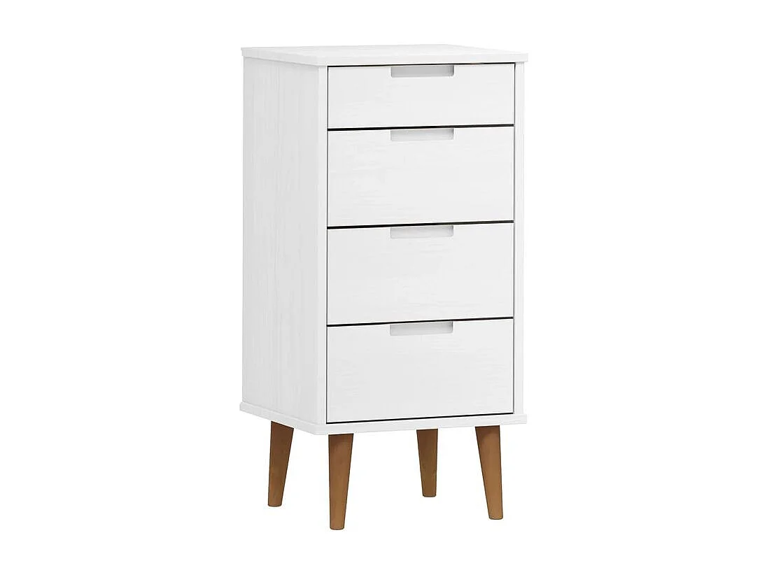 Ladekast MOLDE 40x35x82 cm massief grenenhout wit