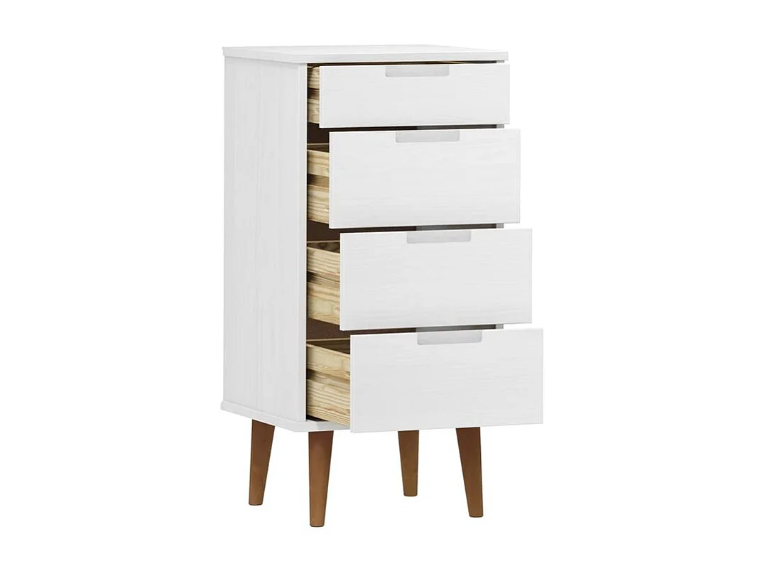 Ladekast MOLDE 40x35x82 cm massief grenenhout wit