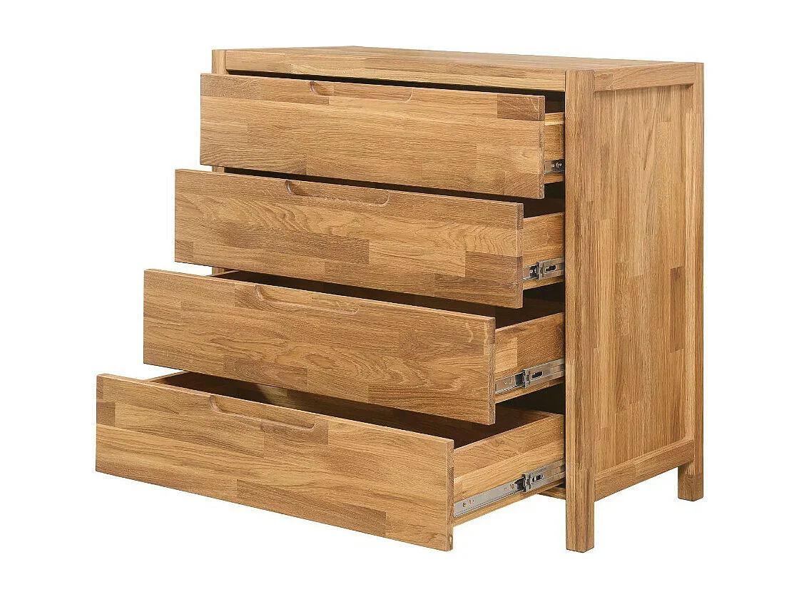 Massief eikenhouten ladekast met 4 Nelson laden 88 cm