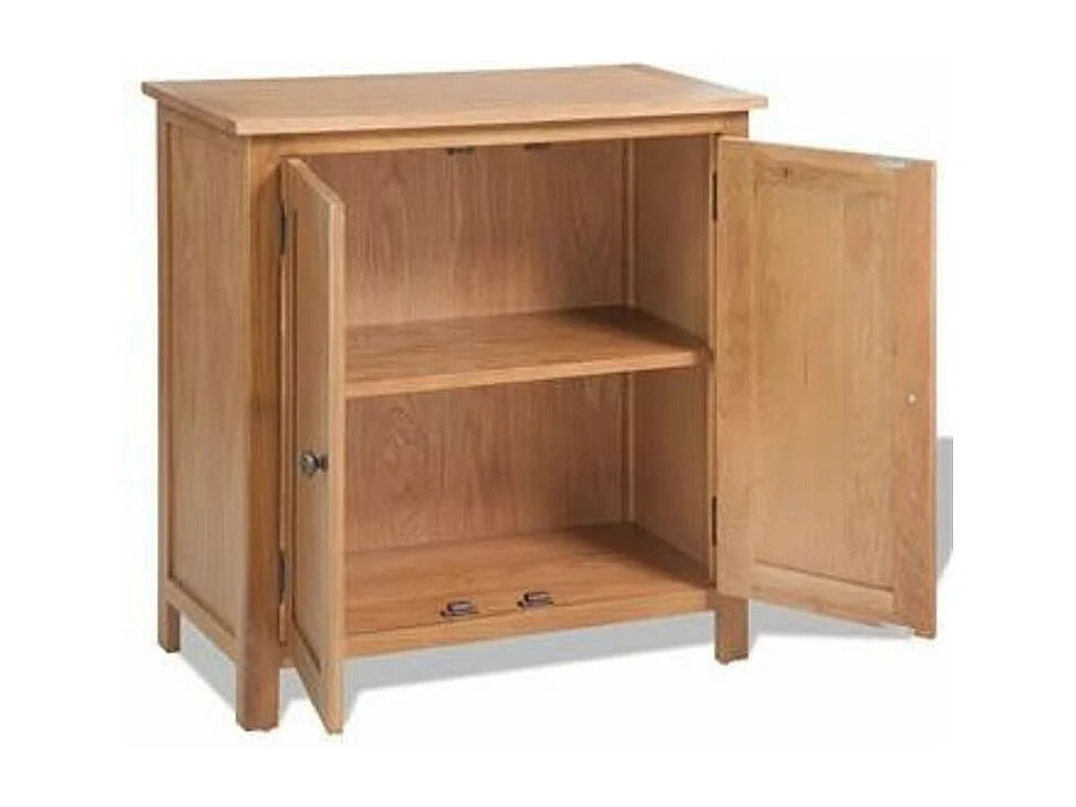 Commode 2 portes 1 étagère chêne massif clair Candice