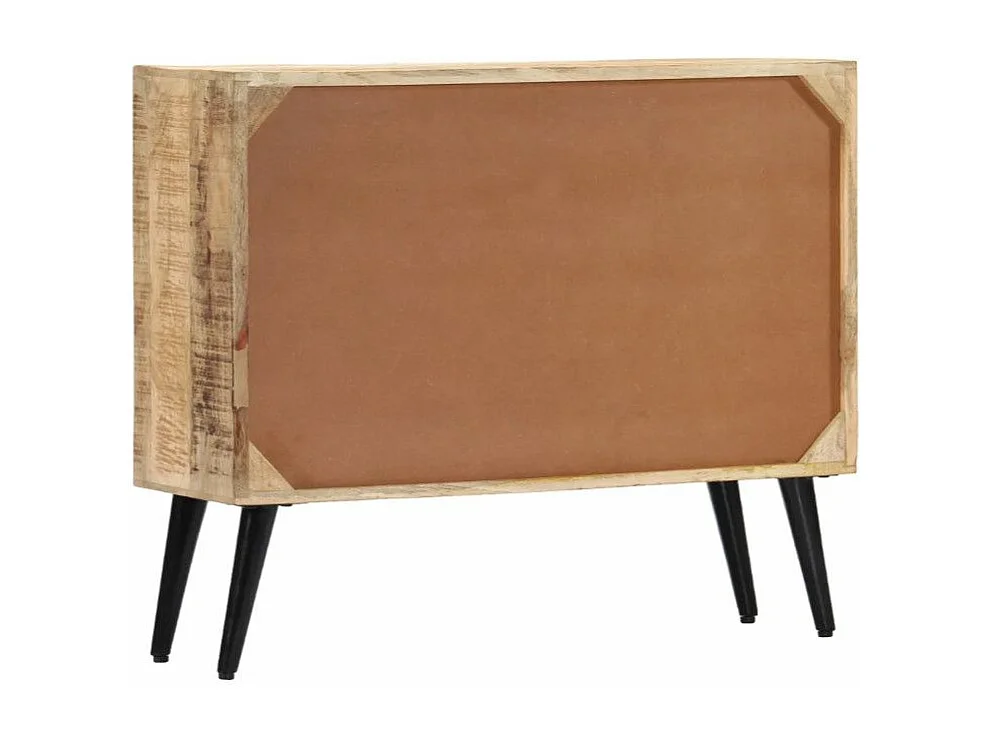 Commode 1 porte 3 tiroirs manguier massif clair et pieds métal noir Bastia