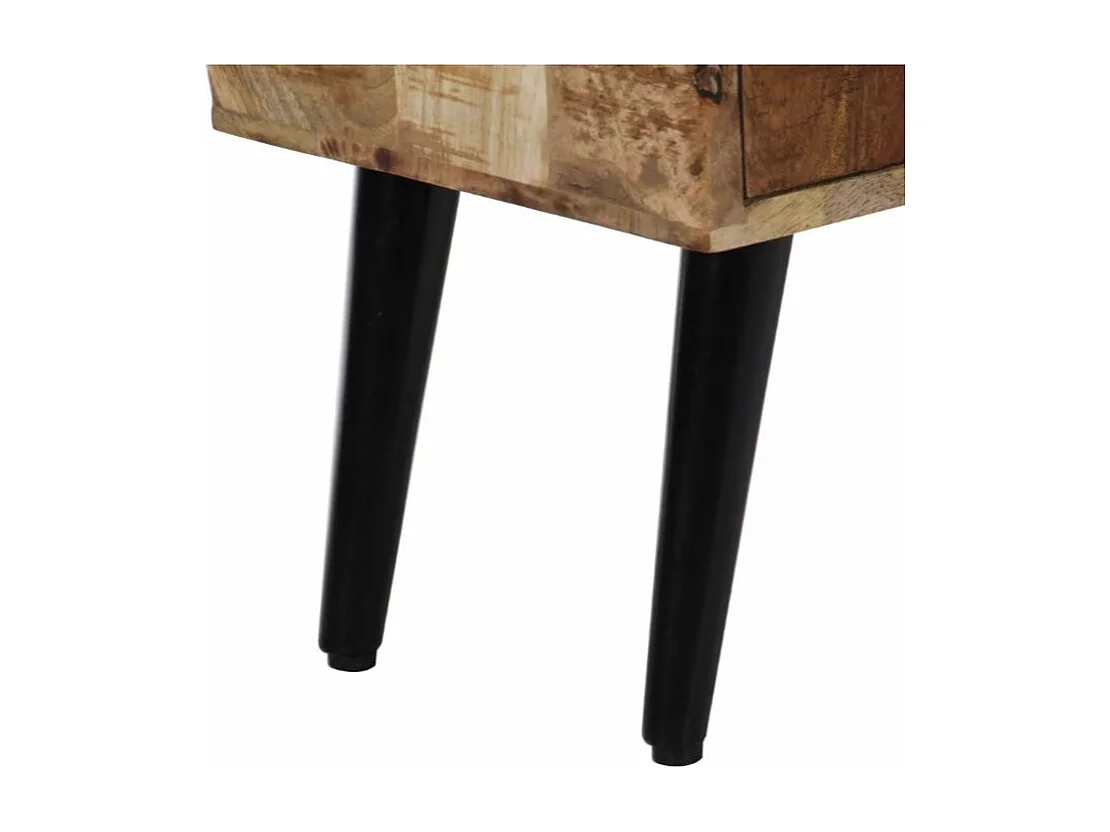 Commode 1 porte 3 tiroirs manguier massif clair et pieds métal noir Bastia