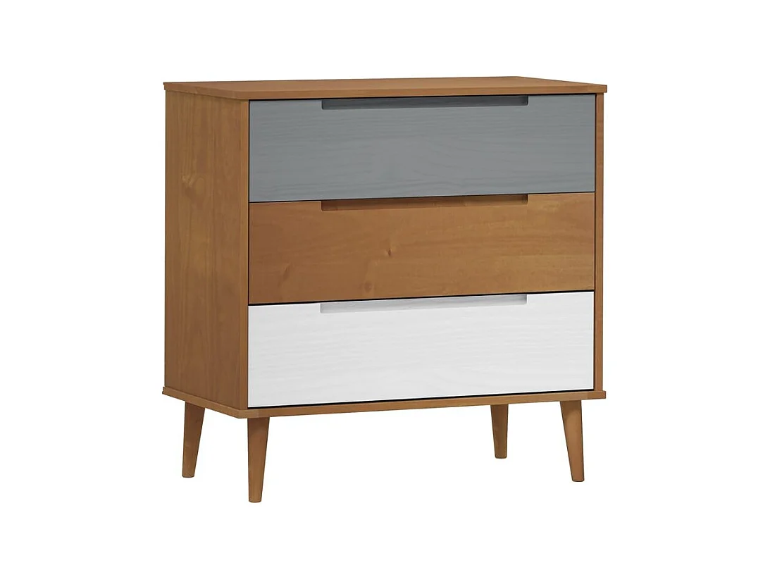 Commode MOLDE Marron 80x40x80 Bois de pin solide