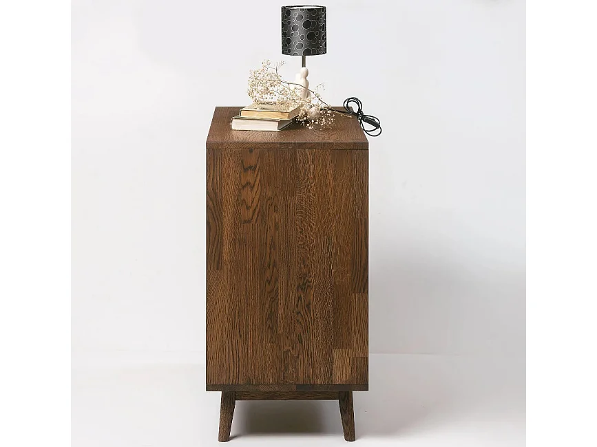 Commode en chêne massif naturel et marron 4 tiroirs Thayla 80cm