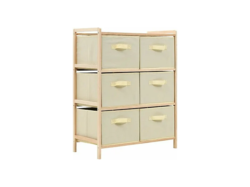 Meuble de rangement 6 tiroirs cèdre naturel et tissu beige Finest
