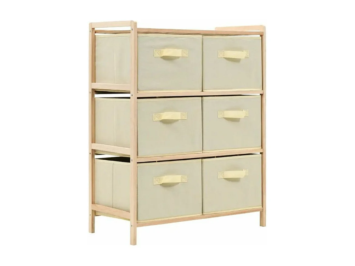 Meuble de rangement 6 tiroirs cèdre naturel et tissu beige Finest