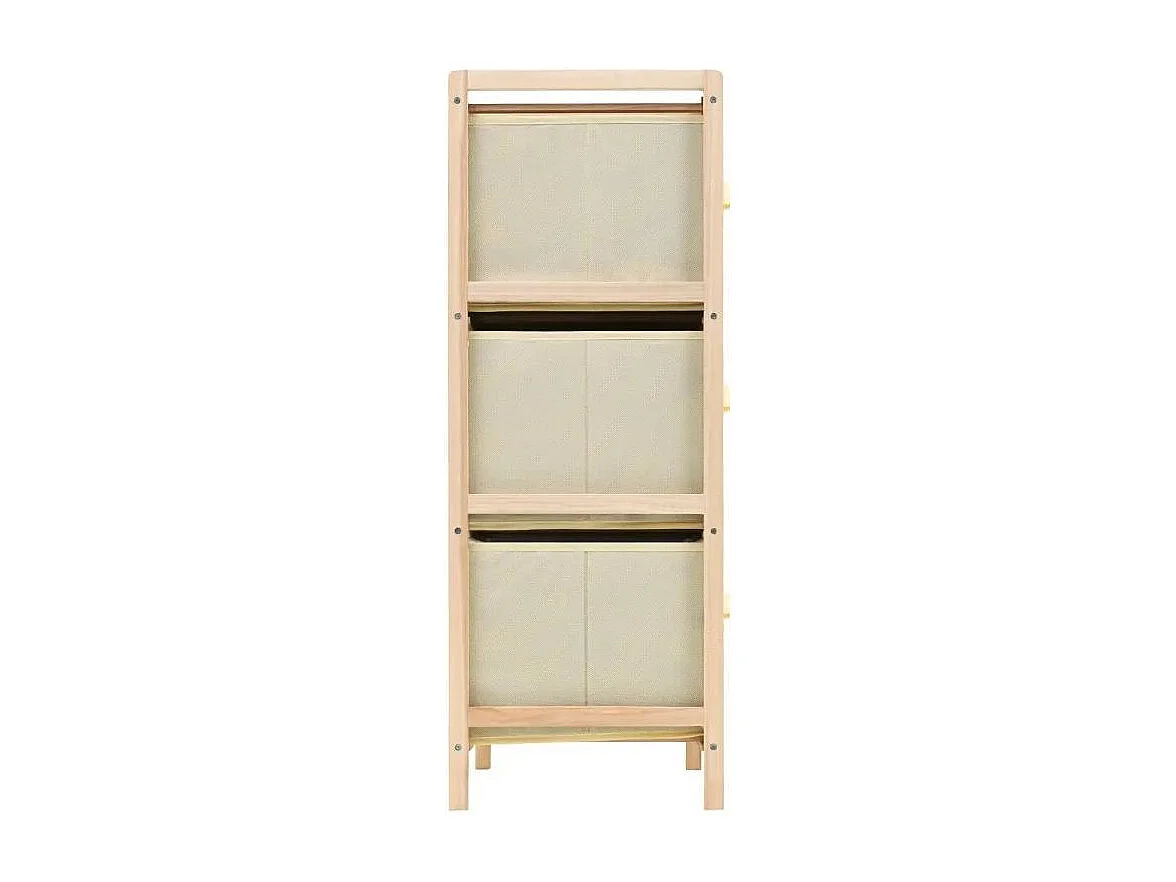 Meuble de rangement 6 tiroirs cèdre naturel et tissu beige Finest