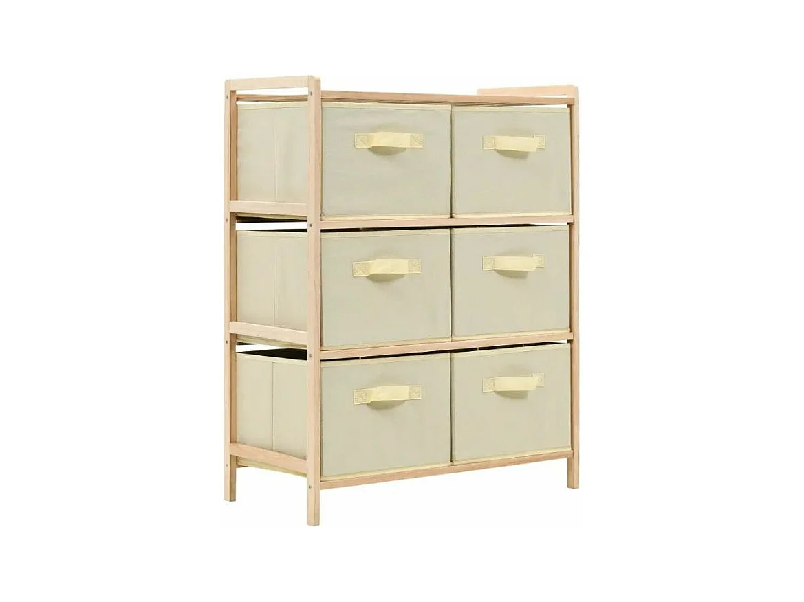 Meuble de rangement 6 tiroirs cèdre naturel et tissu beige Finest