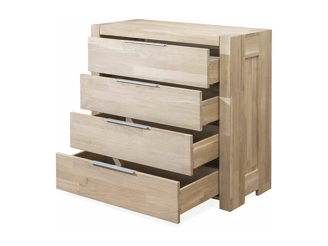 Commode en bois de chêne blanchi 4 tiroirs Nordo 100cm