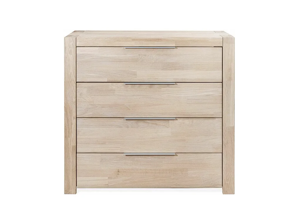 Commode en bois de chêne blanchi 4 tiroirs Nordo 100cm