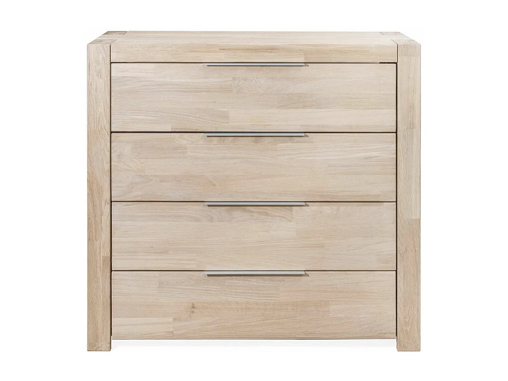 Commode en bois de chêne blanchi 4 tiroirs Nordo 100cm