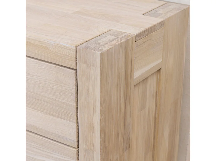 Commode en bois de chêne blanchi 4 tiroirs Nordo 100cm