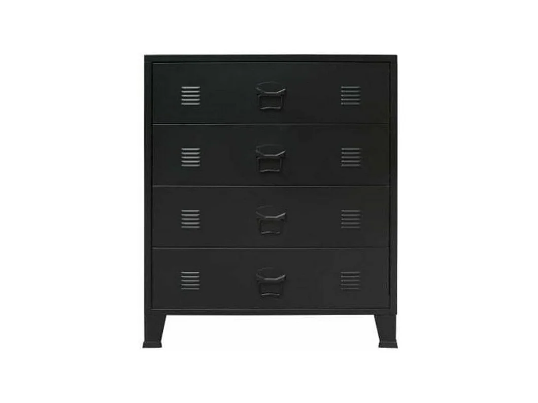 Commode 4 tiroirs métal Kibane 78cm - Style industriel-Couleur Noir