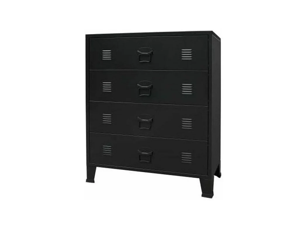 Commode 4 tiroirs métal Kibane 78cm - Style industriel-Couleur Noir