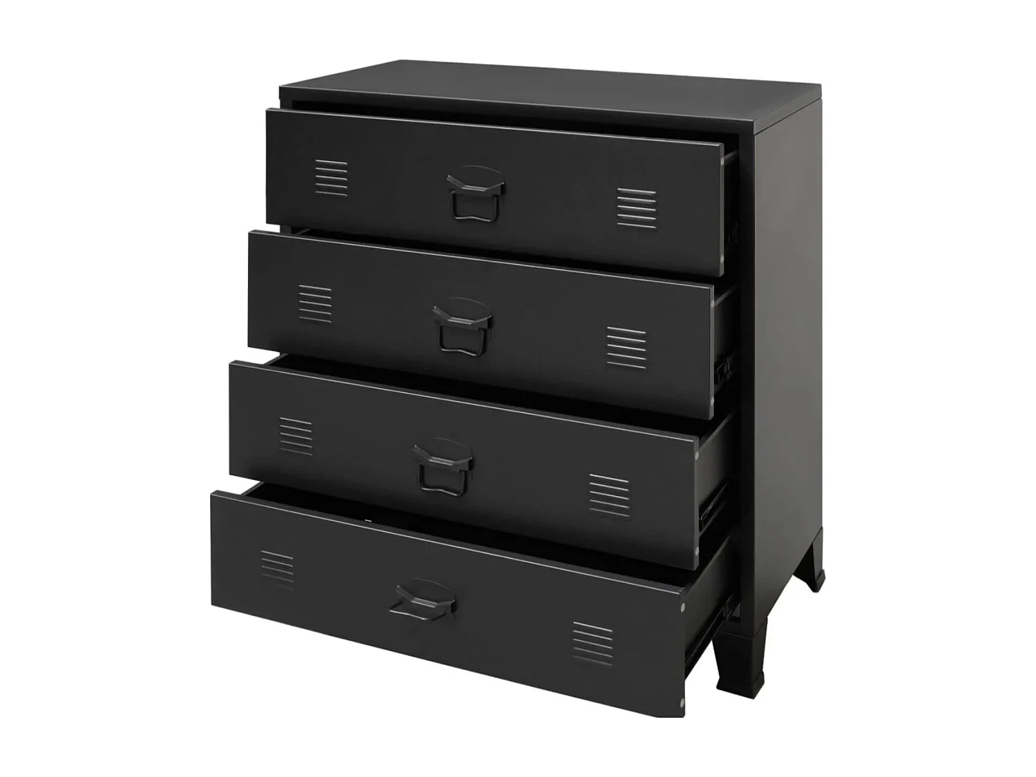 Commode 4 tiroirs métal Kibane 78cm - Style industriel-Couleur Noir
