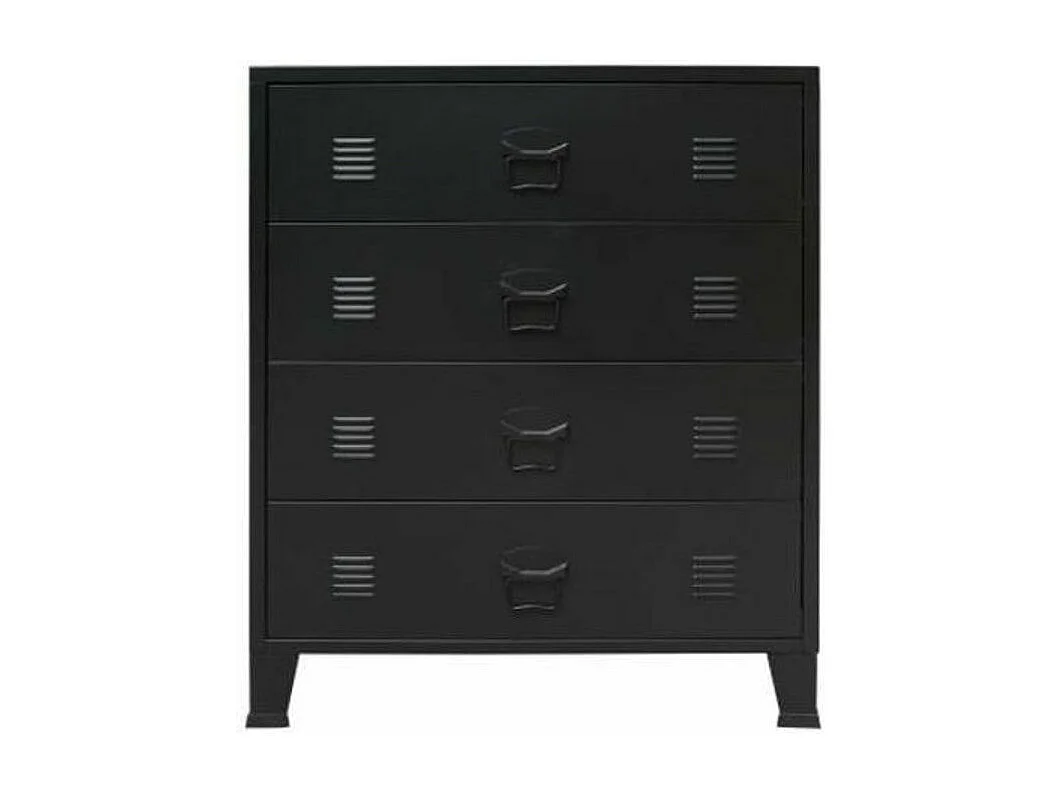 Ladekast industriële stijl 78x40x93 cm metaal zwart-Kleur Zwart