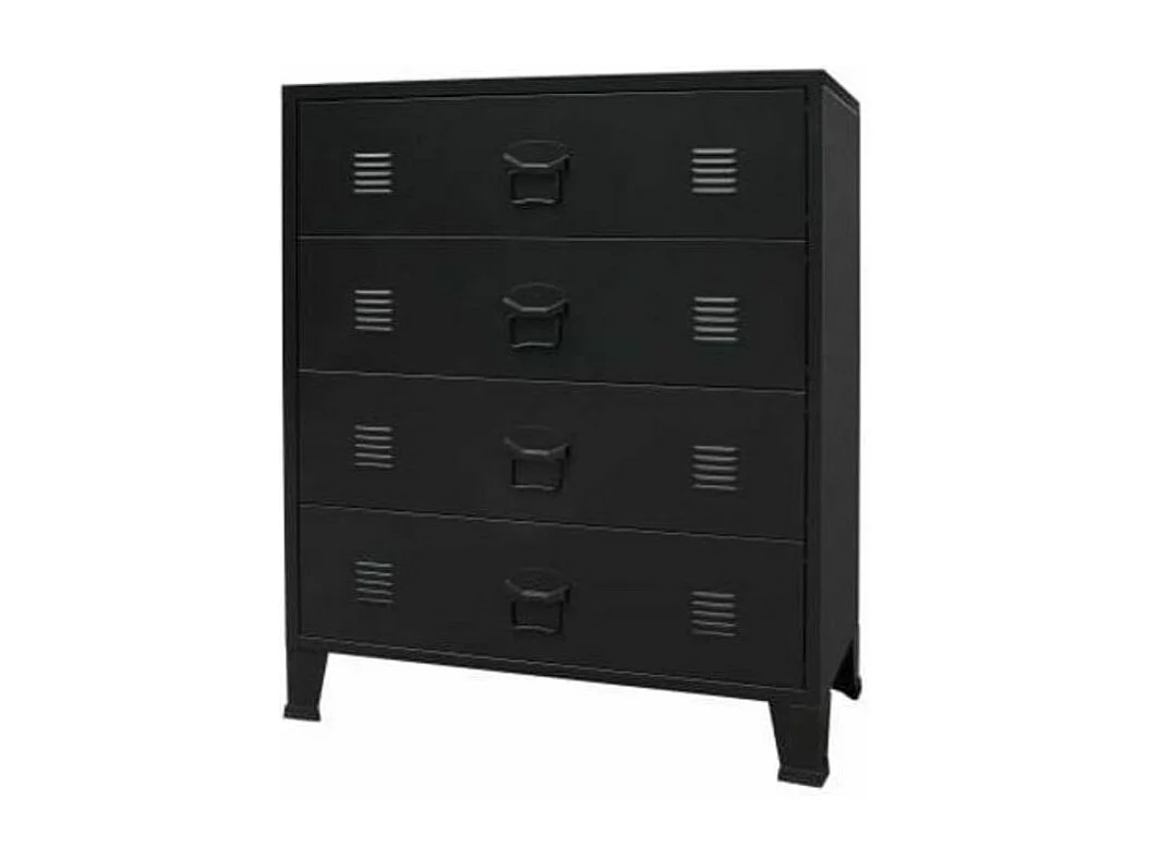 Ladekast industriële stijl 78x40x93 cm metaal zwart-Kleur Zwart