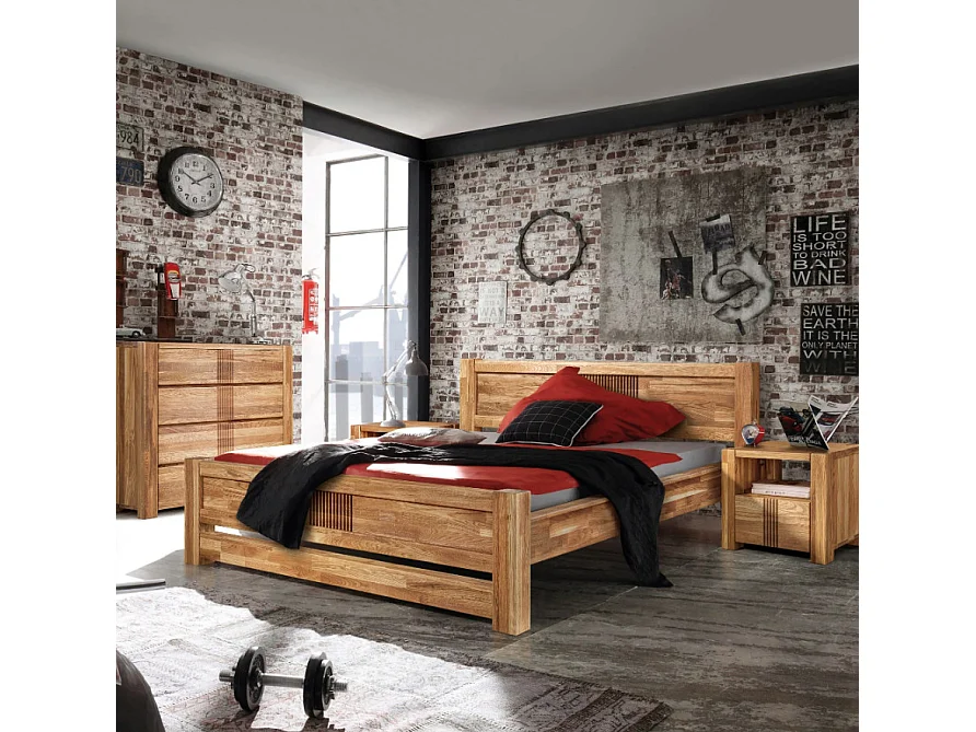 Commode en bois de chêne massif 4 tiroirs Valoria 96cm