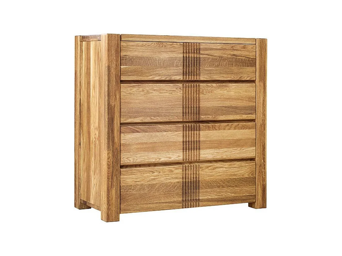 Commode en bois de chêne massif 4 tiroirs Valoria 96cm