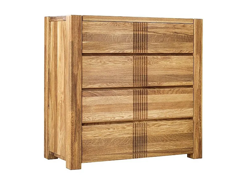 Commode en bois de chêne massif 4 tiroirs Valoria 96cm