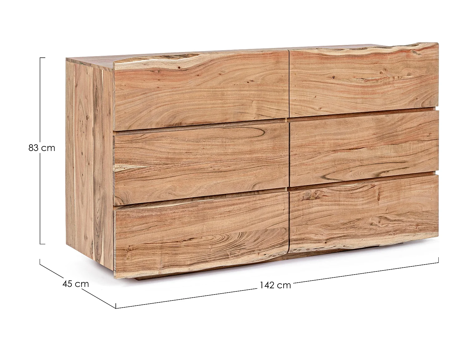 Opbergmeubel 6 laden acaciahout Denia 142 cm
