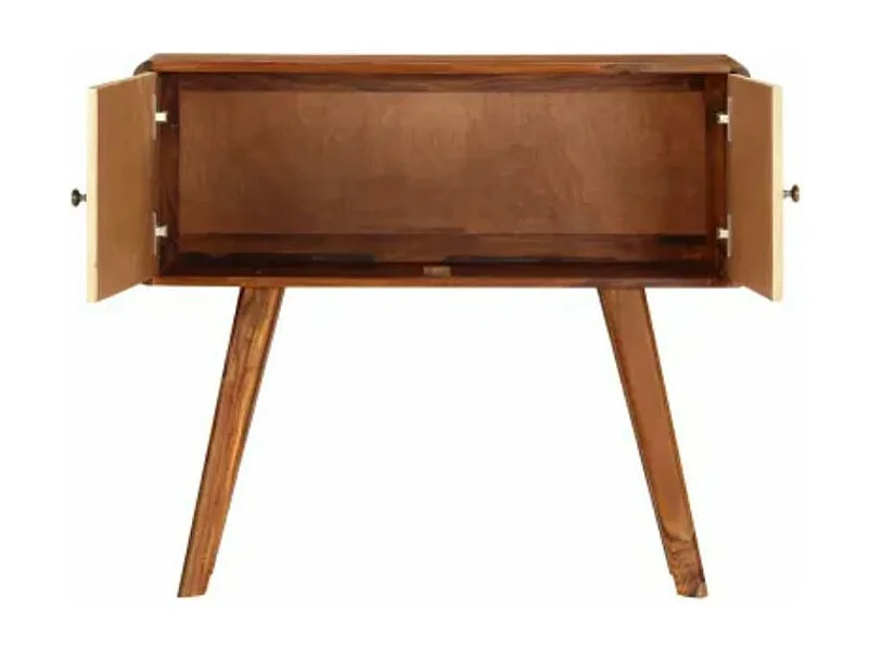 Commode 2 portes sesham massif foncé et métal doré Sytranel