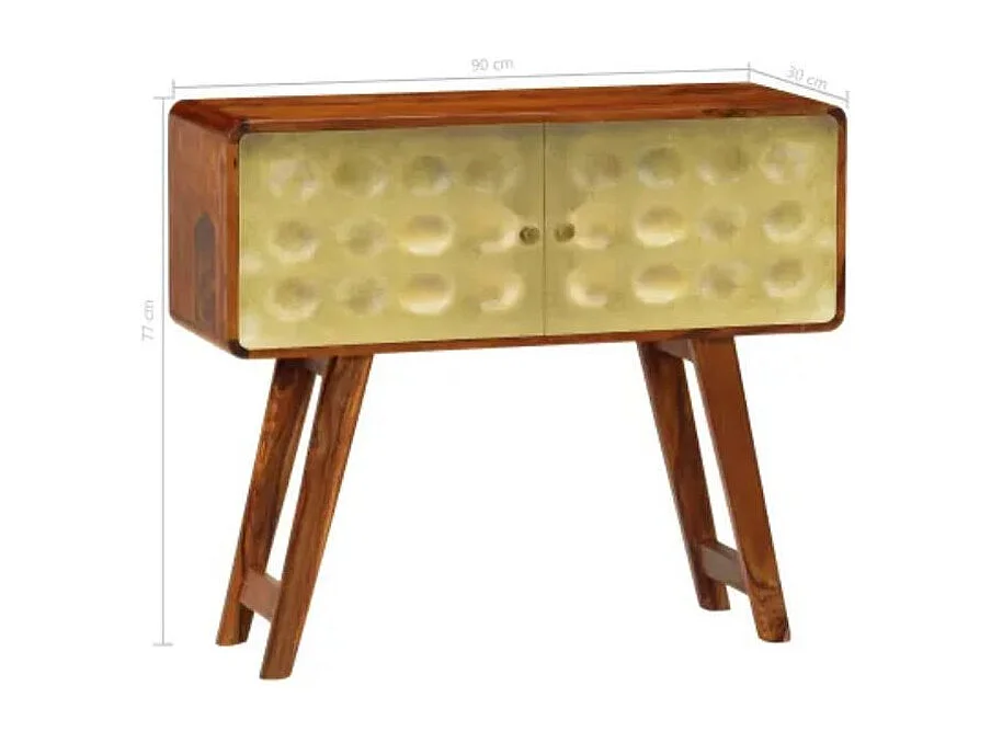 Commode 2 portes sesham massif foncé et métal doré Sytranel