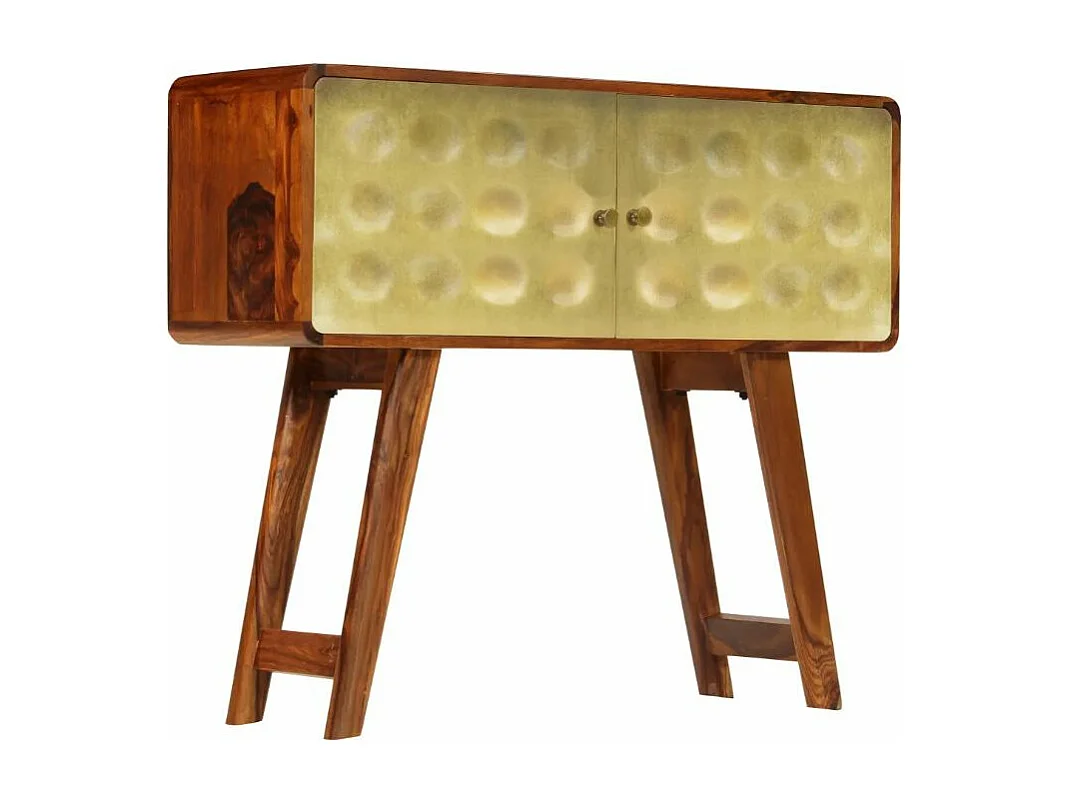 Commode 2 portes sesham massif foncé et métal doré Sytranel